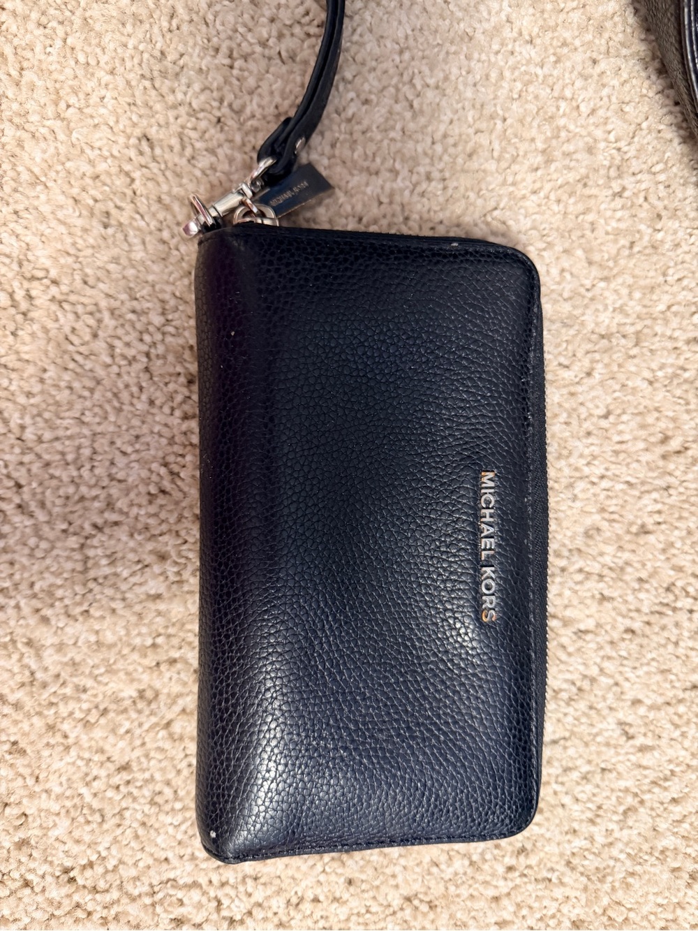Michael Kors Black Pebbled Leather Zip Wristlet